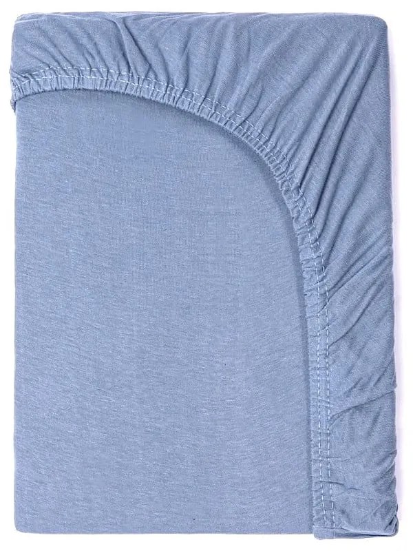 Detská modrá bavlnená elastická plachta Good Morning, 70 x 140/150 cm