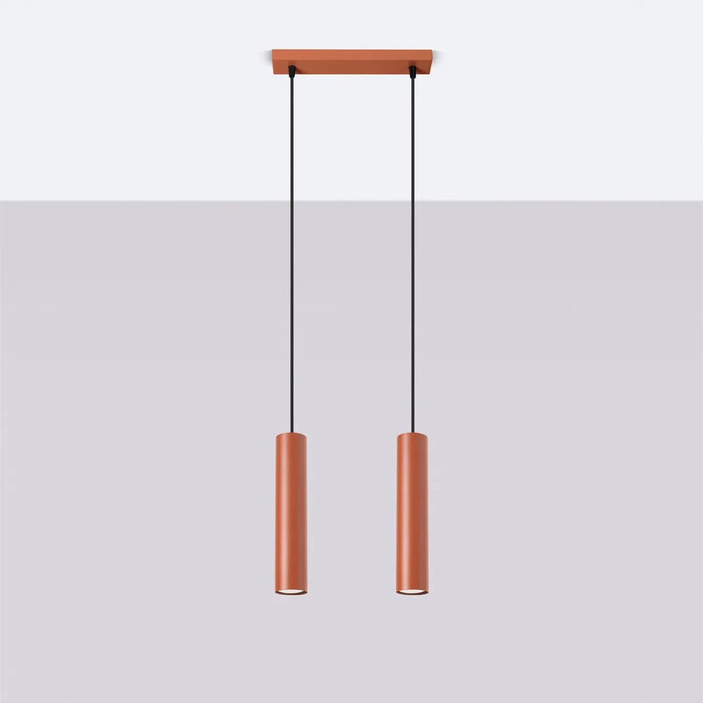 Závesné svietidlo Lagos, 2x oranžové kovové tienidlo