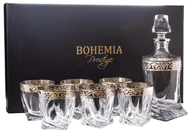 BOHEMIA PRESTIGE QUADRO BAROKO PLATINUM WHISKY SADA 1+6 KS