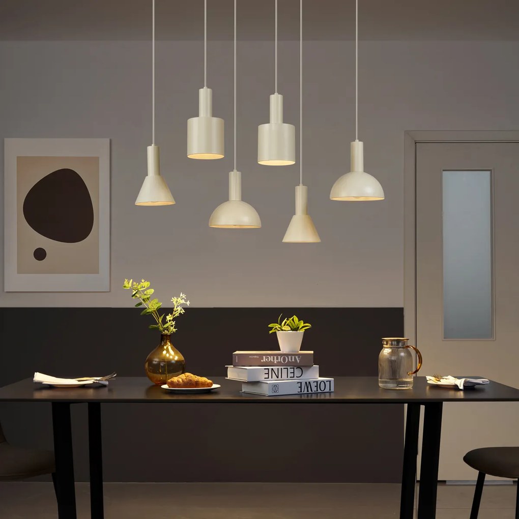 Škandinávske závesné svietidlo krémové 6-svetiel - Biles