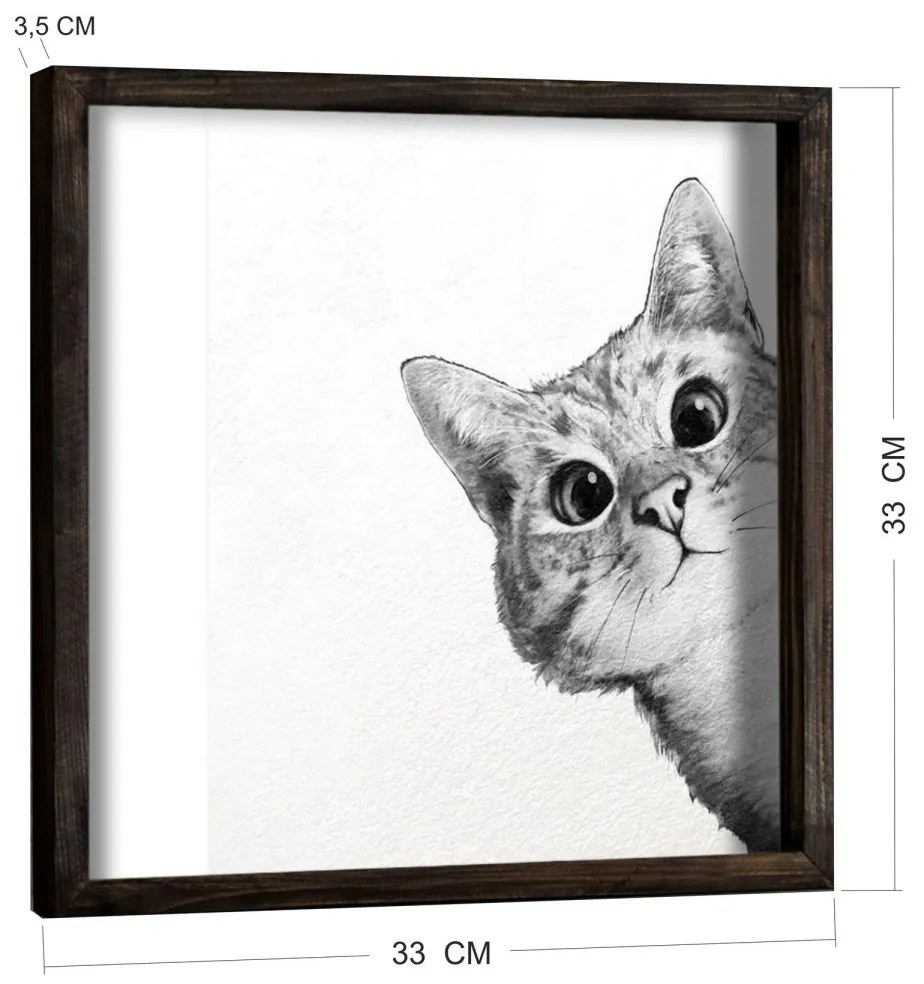 Nástenný obraz Cat 33x33 cm čiernobiely