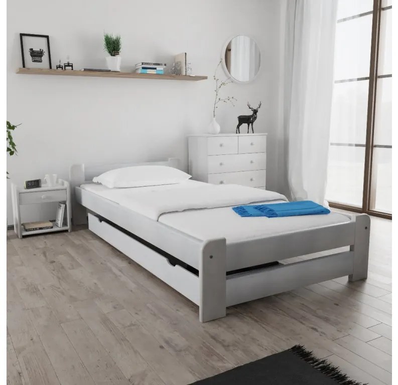 Posteľ Emily 80 x 200 cm, biela Rošt: S lamelovým roštom, Matrac: Matrac Somnia 18 cm