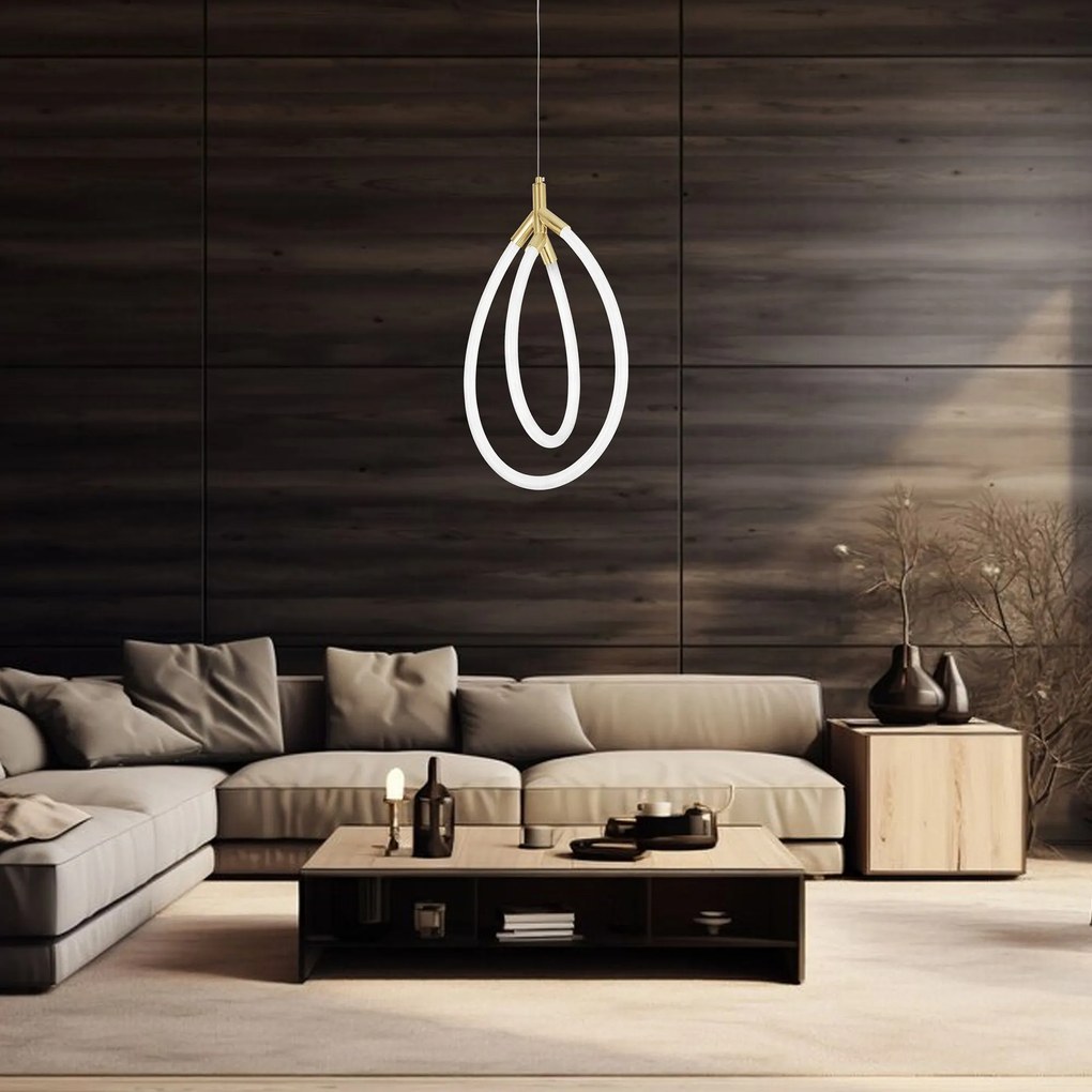 Toolight Toolight, LED závesné osvetlenie, 43W, G017-CP, zlatá-biela, OSW-06365