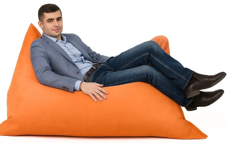 Sedací vak vankúš oranžový semišový EMI