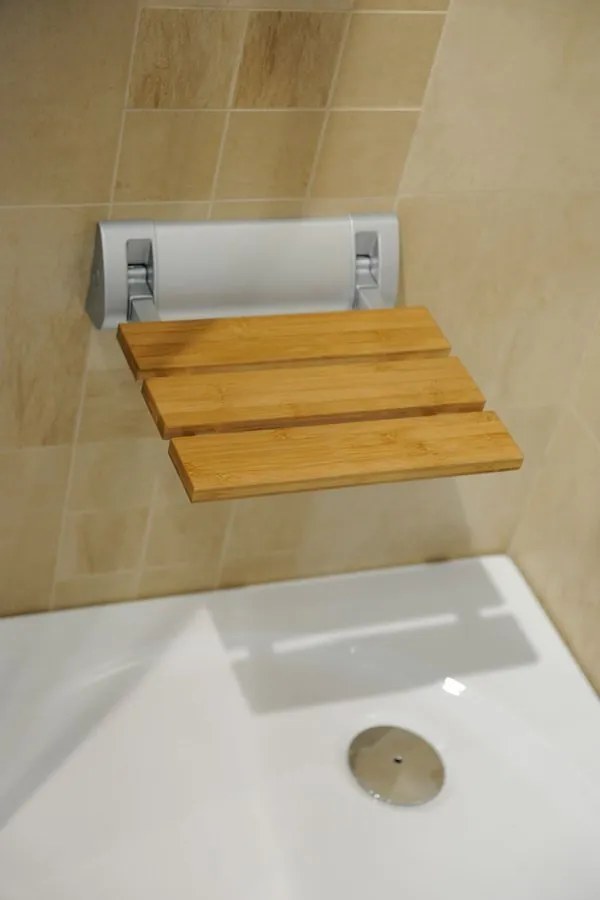Aqualine Aqualine, Sedadlo do sprchy 32x23cm, sklopné, bambus, AE236