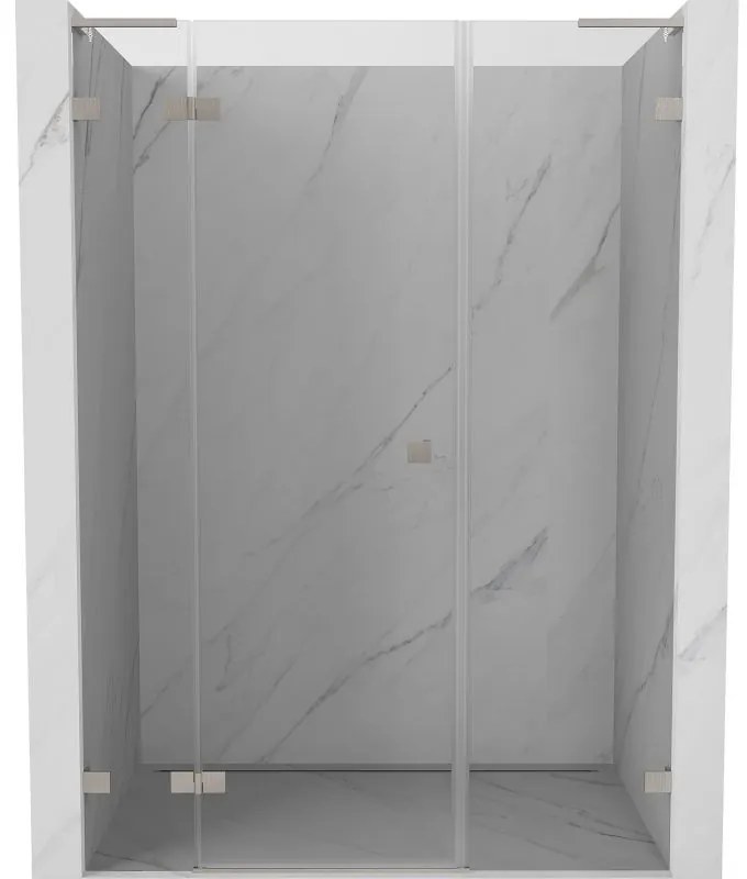 Mexen Lunar L, ľavé otočné sprchové dvere 140 cm, 8mm číre sklo, oceľový profil, 834SL-140-050-97-00-L