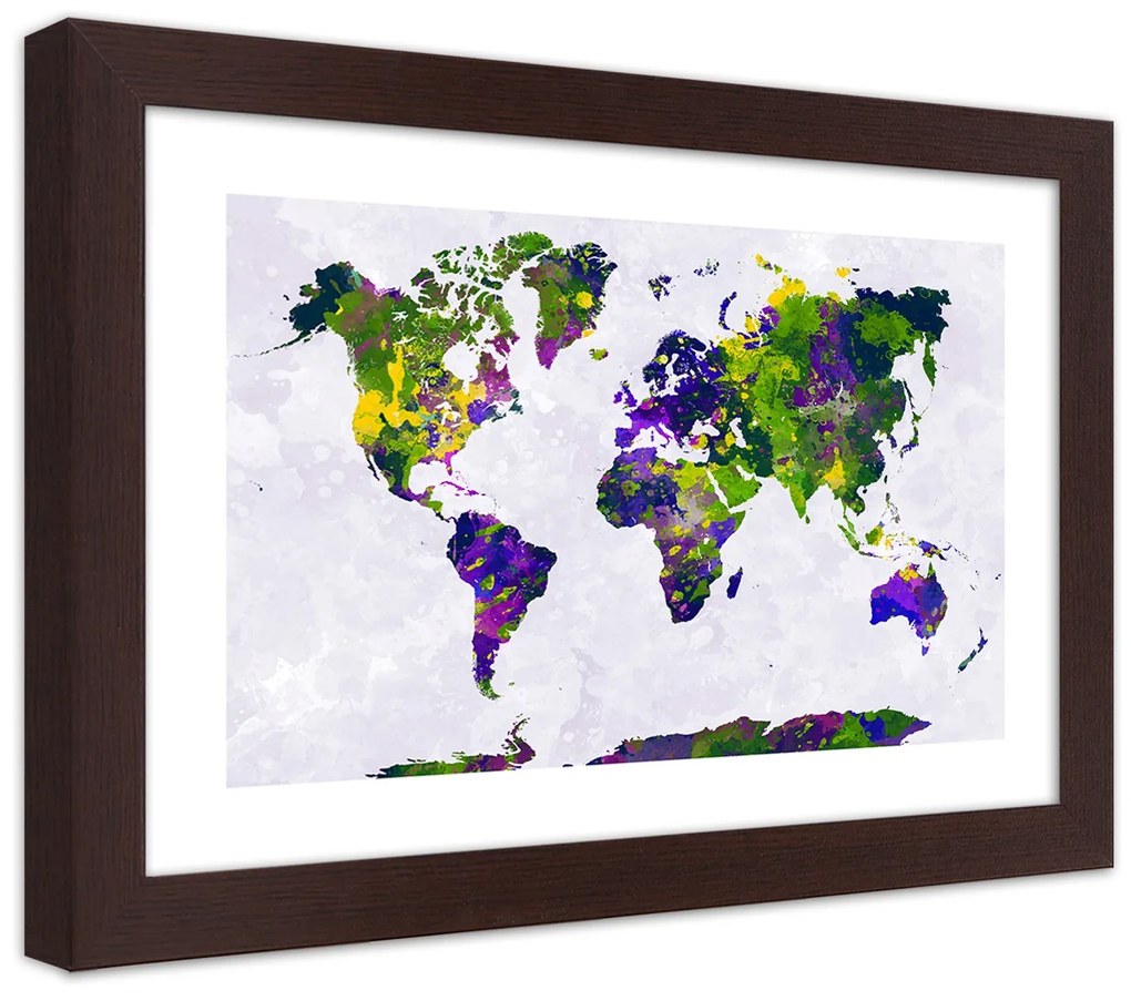 Gario Plagát Maľovaná mapa sveta Farba rámu: Bez rámu, Rozmery: 30 x 20 cm