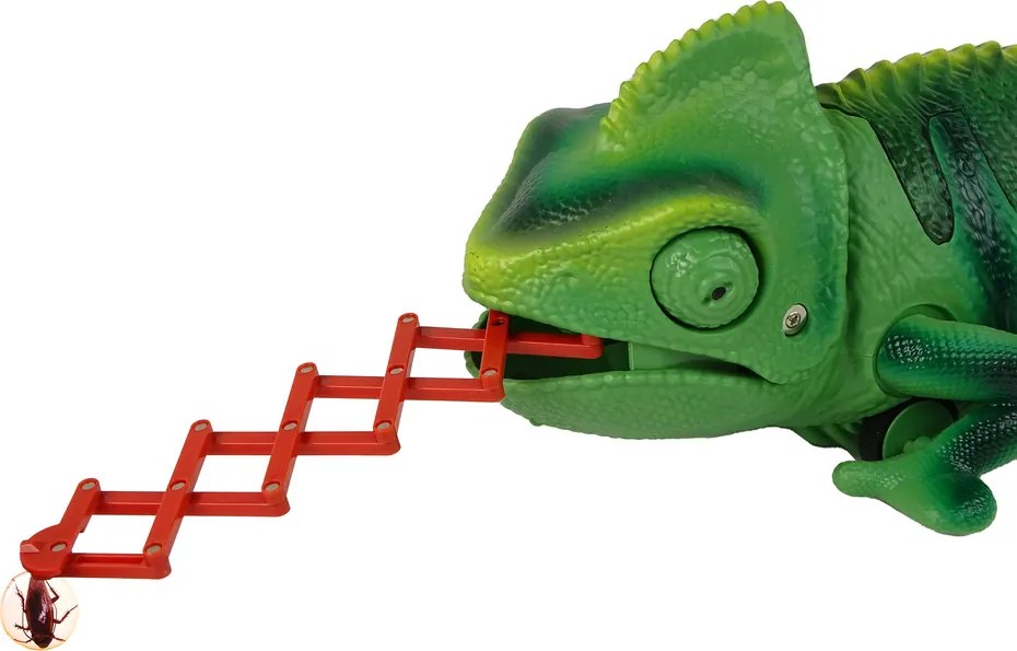 LEAN Toys Zelený chameleón na diaľkové ovládanie so svetlami 28 cm