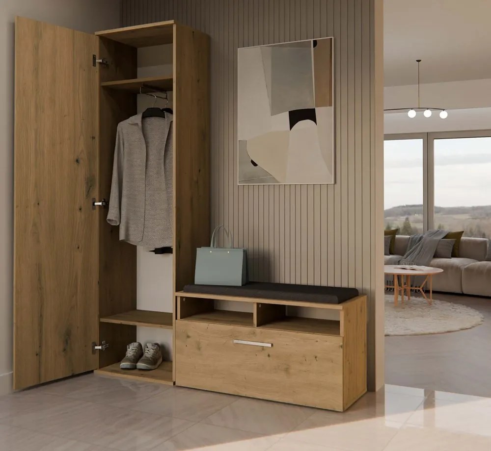 Šatníková skriňa Dialogos 1 (dub artisan) (so zrkadlom). Akcia -19%. Vlastná spoľahlivá doprava až k Vám domov. 1132540