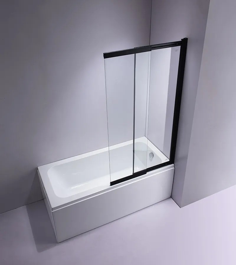 BPS-koupelny Dvojdielna vaňová zastena PR07 BL 100x150 čierna/transparent