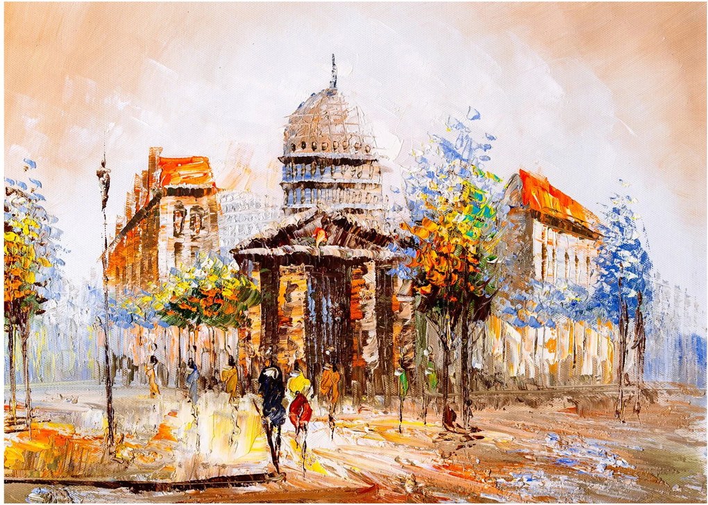 Sklenený obraz - Maľovaná mestská pamiatka (70x50 cm)