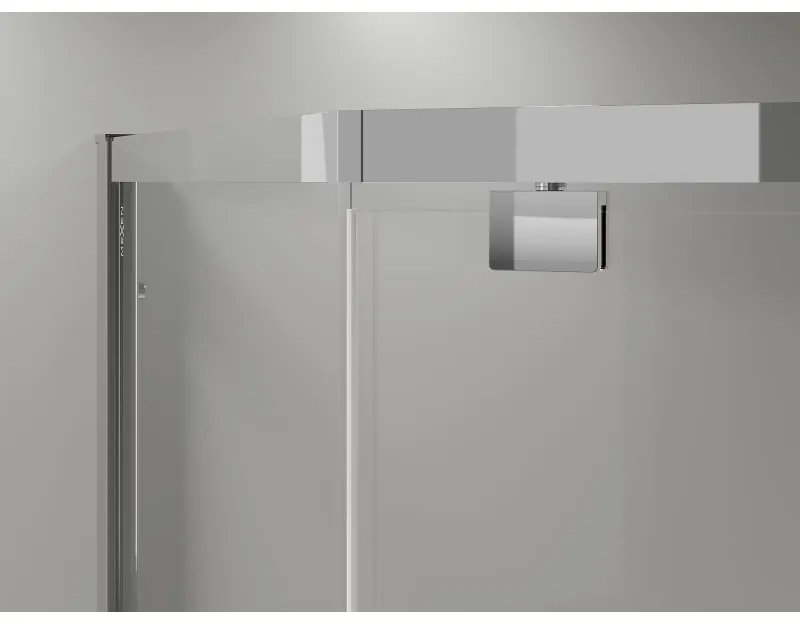 Mexen Exo, päťuholníkový sprchový kút s výklopnými dverami 80 x 80 cm, 6mm číre sklo, chrómový profil, 812-080-080-01-00