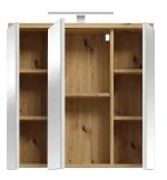 Závesná kúpeľňová skrinka so zrkadlom VENOM biela/dub artisan