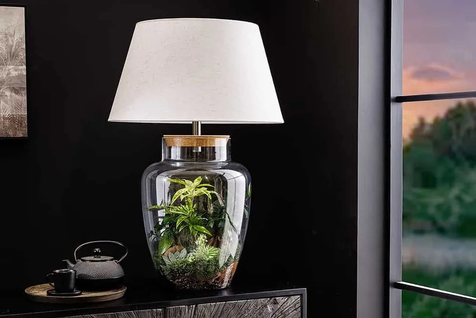 Plniteľná sklenená stolná lampa Forest 75cm