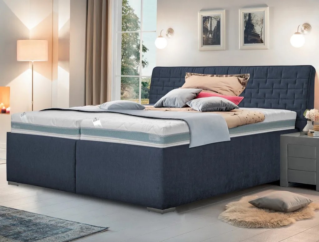 Posteľ Rita 180x200 cm, námornícka modrá látka