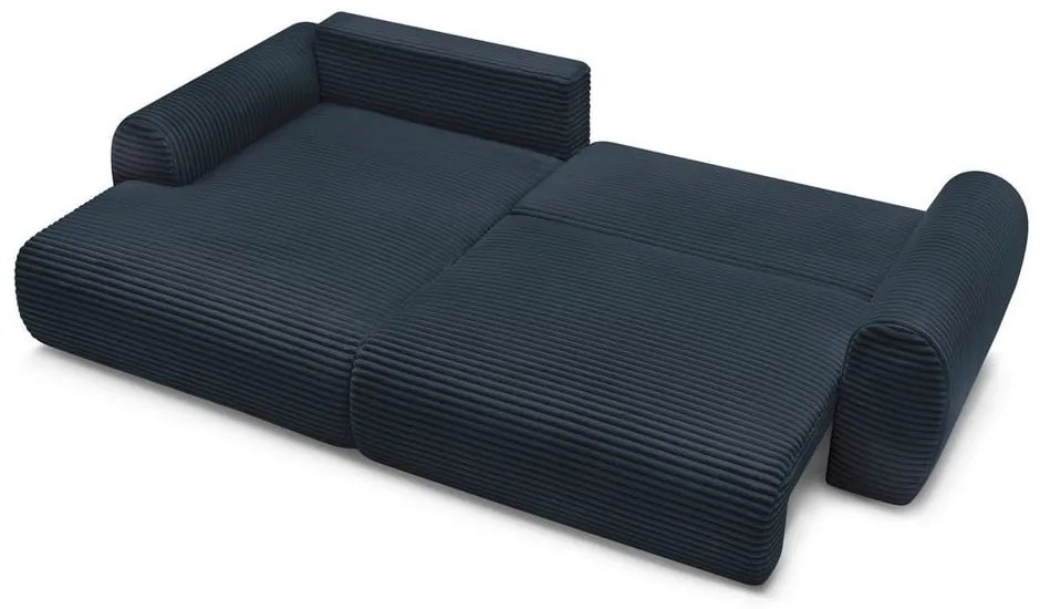 Tmavomodrá menčestrová rozkladacia rohová pohovka (ľavý roh) Lucien – Bobochic Paris