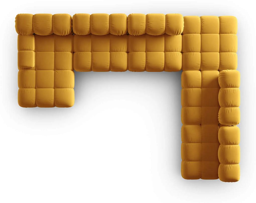 Modulárna sedemmiestna pohovka bella 379 cm pravá zamat žltá MUZZA