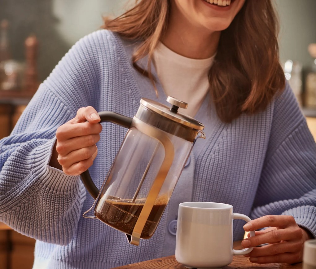 Kanvica french press 800 ml, 6 šálok, strieborná