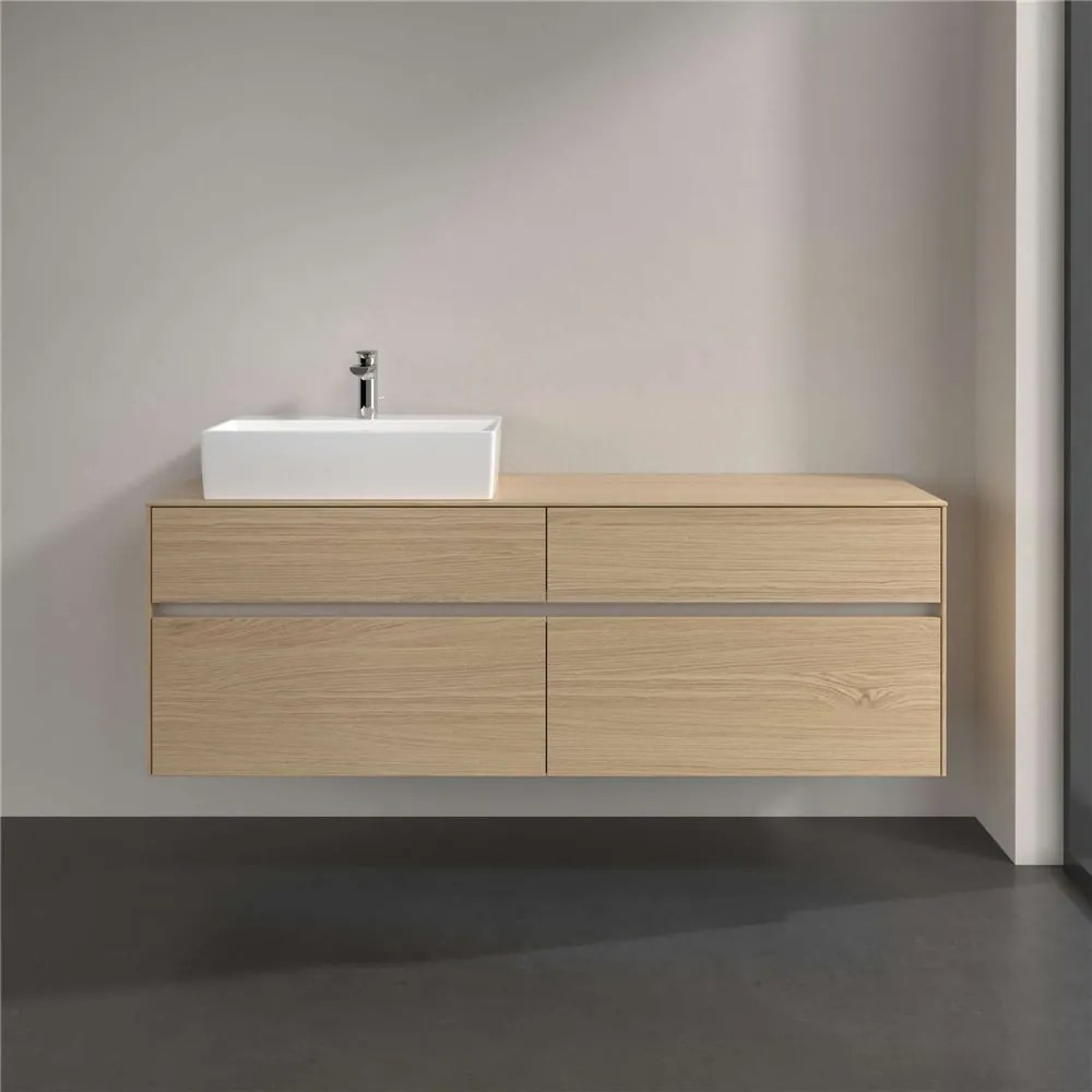 VILLEROY &amp; BOCH Collaro závesná skrinka pod umývadlo na dosku (umývadlo vľavo), 4 zásuvky, 1600 x 500 x 548 mm, Nordic Oak, C13500VJ