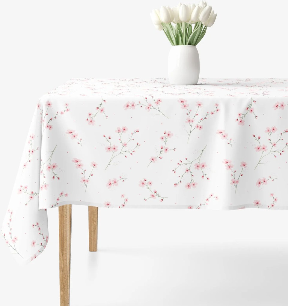 Goldea hranatý obrus 100% bavlnené plátno - kvitnúce sakury 140 x 220 cm