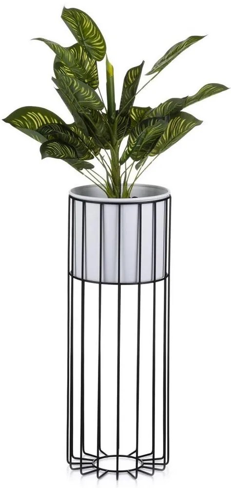 Kovový kvetináč LOFT 55x20 cm čierna/biela