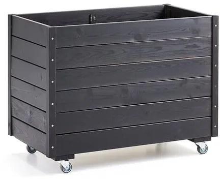 Záhradný kvetináč GROW, s kolieskami, 660x880x480 mm, čierna