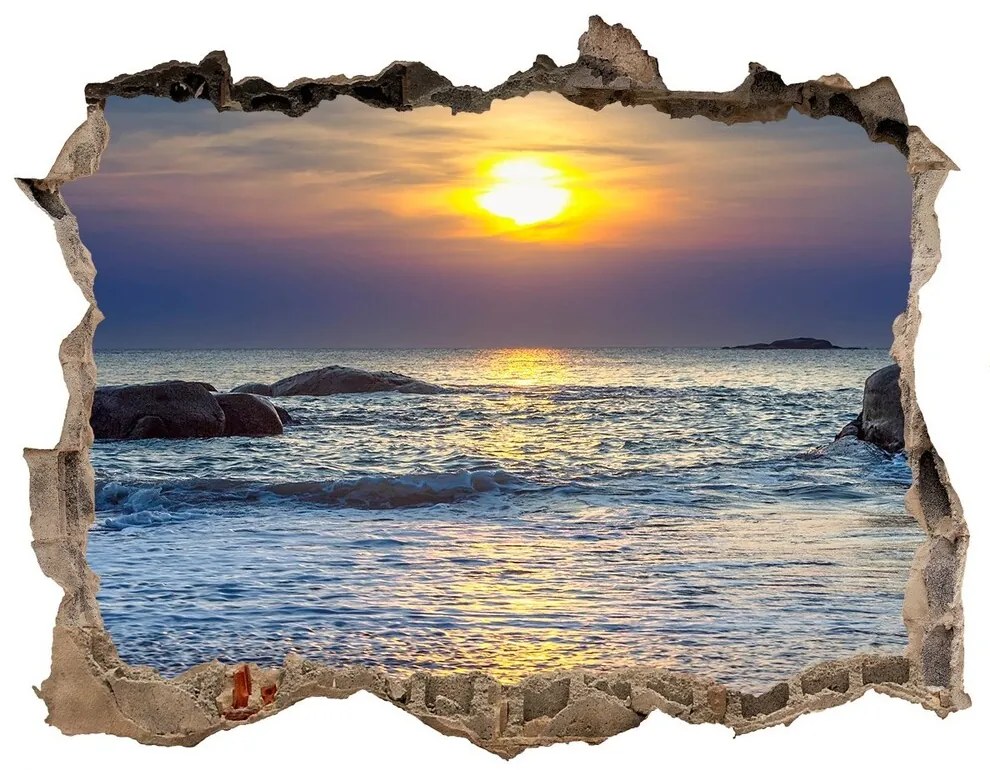 Díra 3D ve zdi nálepka Sunset sea nd-k-47734929