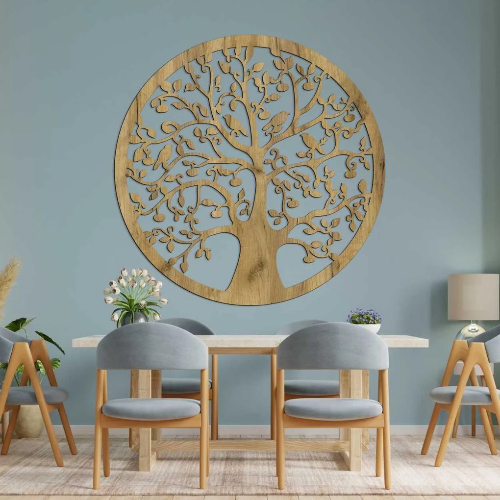 Drevený Strom života s vtáčikmi v kruhu | ARBOR: HDF - Javor 30 cm 4547-101334 HDF0382