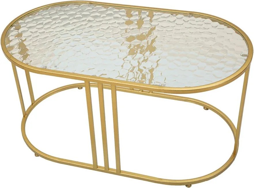 Biely/v zlatej farbe konferenčný stolík so sklenenou doskou 50x90 cm Antalia – Mauro Ferretti