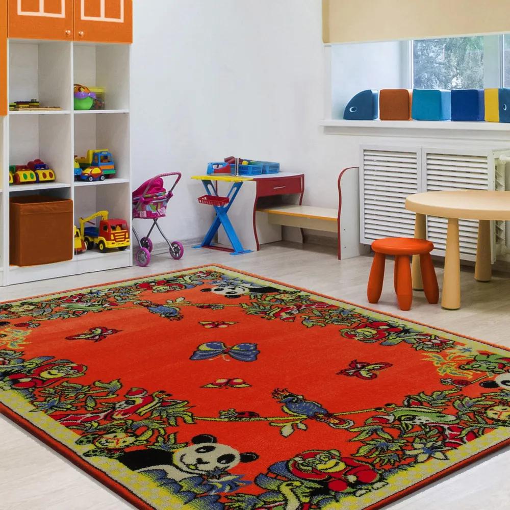 Dětský koberec Zoo oranžový 133x190cm | BIANO
