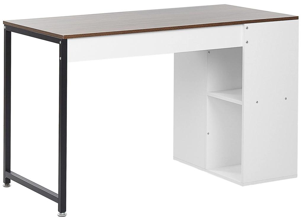Písací stôl tmavé drevo s bielou 120 x 60 cm DESE Beliani