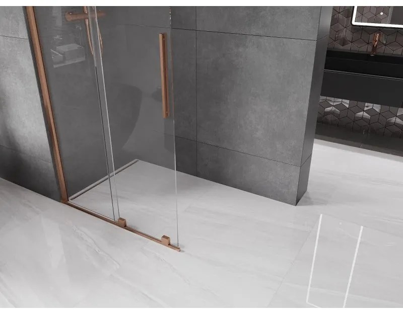 Mexen Velar, posuvné dvere do otvoru typ Walk-In 120 cm, 8mm číre sklo, medená matná, 871-120-000-03-65