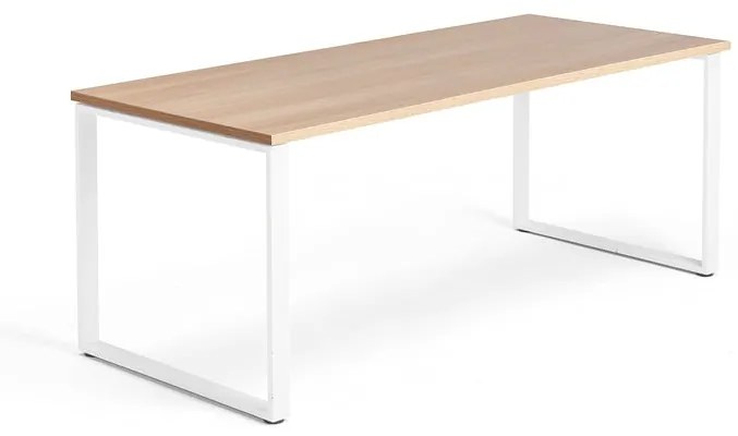 Kancelársky pracovný stôl QBUS, O-rám, 1800x800 mm, dub/biela