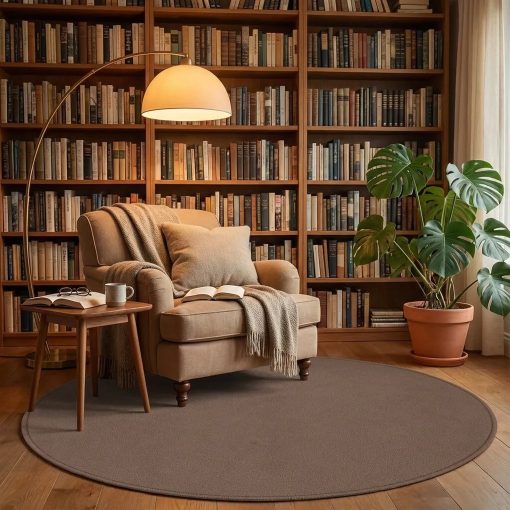 AladinWorld Expres, Kusový koberec Royal Lux 40 hnedý kruh, 200x200 (priemer) kruh, hnedá, obývacia izba