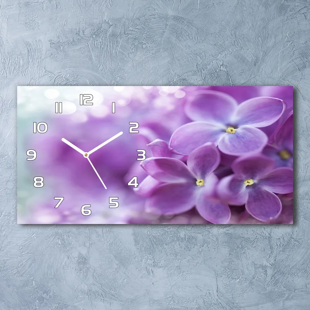 Moderné sklenené hodiny na stenu Kvety bzu pl_zsp_60x30_f_64853789