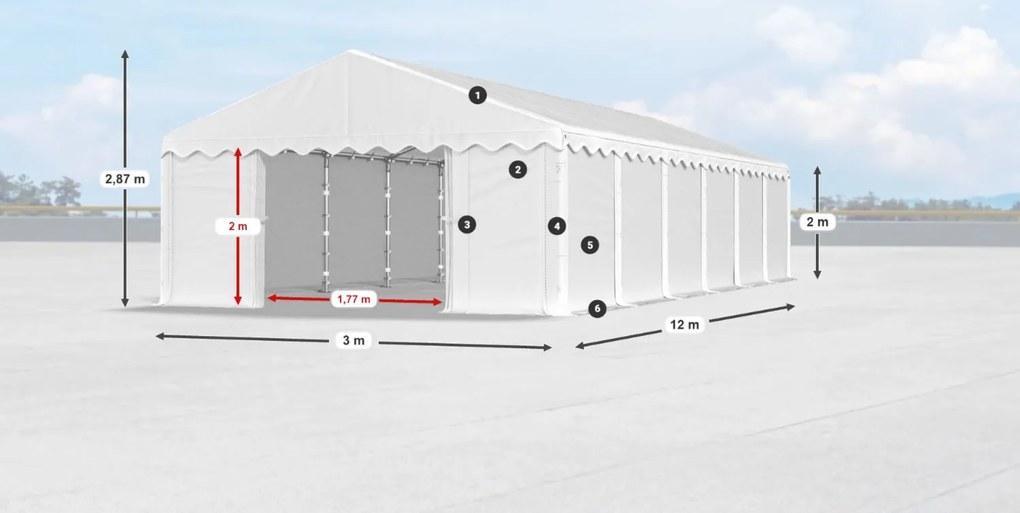 Bestent Skladová hala/ garáž 3x12x2m Comfort PE 240g