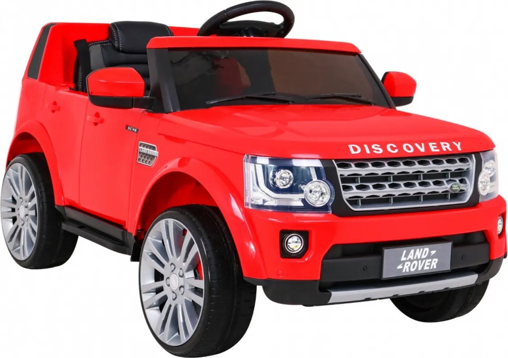 Ramiz Land Rover Discovery Elektrické auto pre deti, červené SUV + diaľkové ovládanie