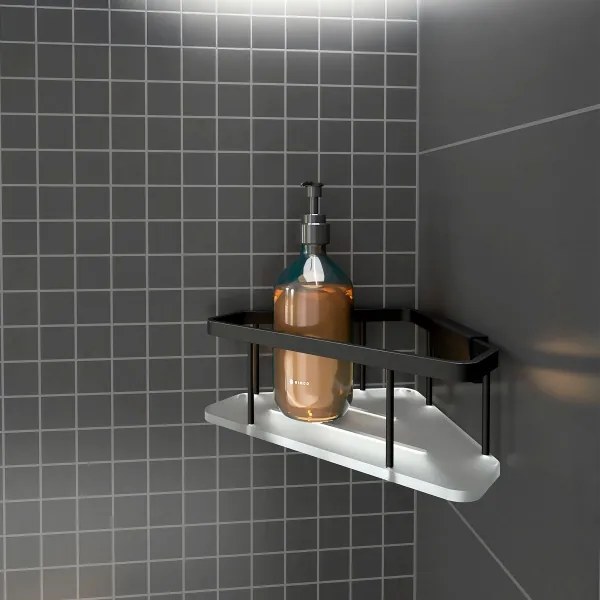 NIMCO Ki-14003-B-90 - Nástenná polica do sprchy KIBO matná čierna/biela