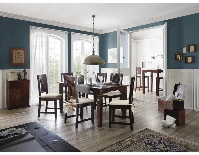 furniture-nabytek.cz - Masívna komoda Texas z akáciového dreva, lakovaná, hnedá – guľatá