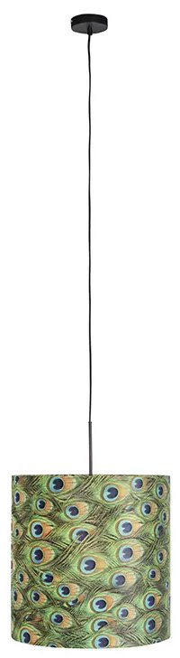 Závesné svietidlo s tienidlom z zamatu Peacock so zlatom 40 cm - Combi