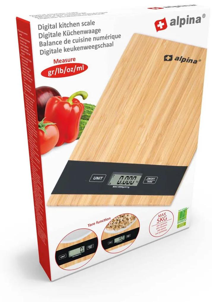Alpina Digitálna kuchynská váha Bamboo