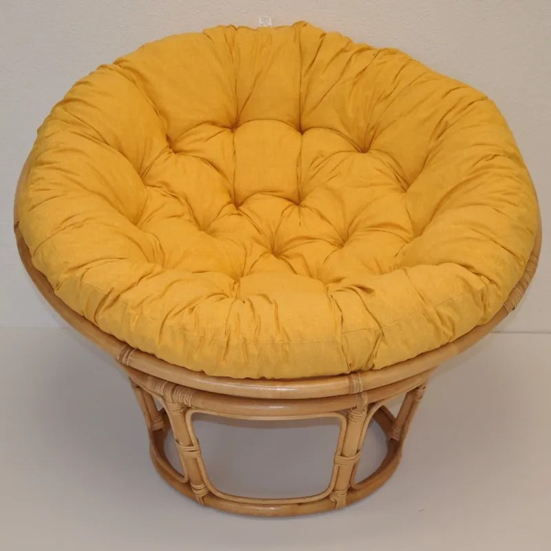 Relaxačný papasan DEMETRIA — ⌀100 cm, ratan, látka, medová / viac farieb Fialový melír