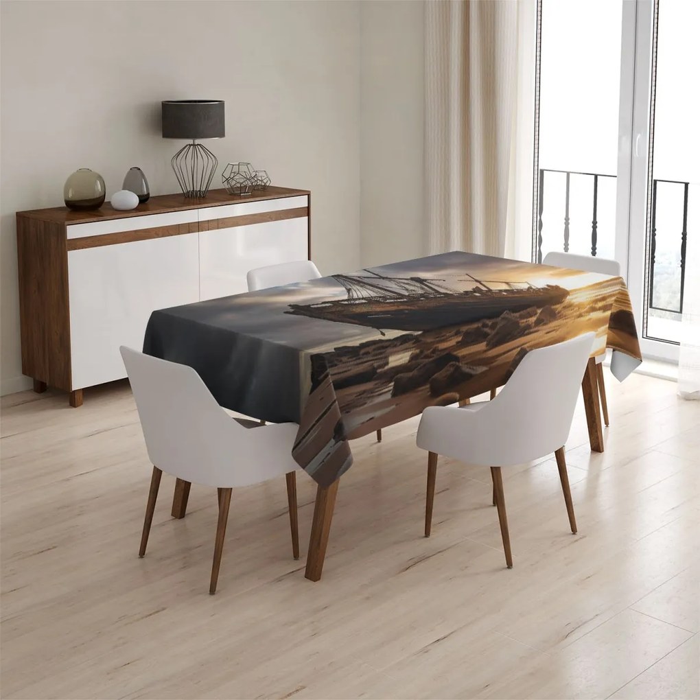 Sablio Obrus Vrak lode pri západe slnka - 90x90 cm
