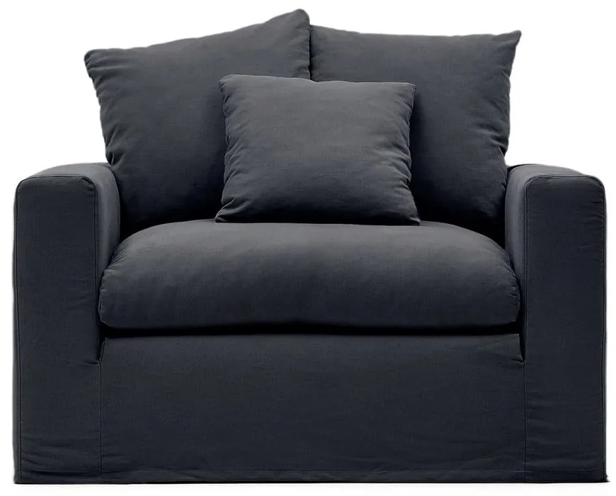 Antracitové ľanové kreslo Nora – Kave Home