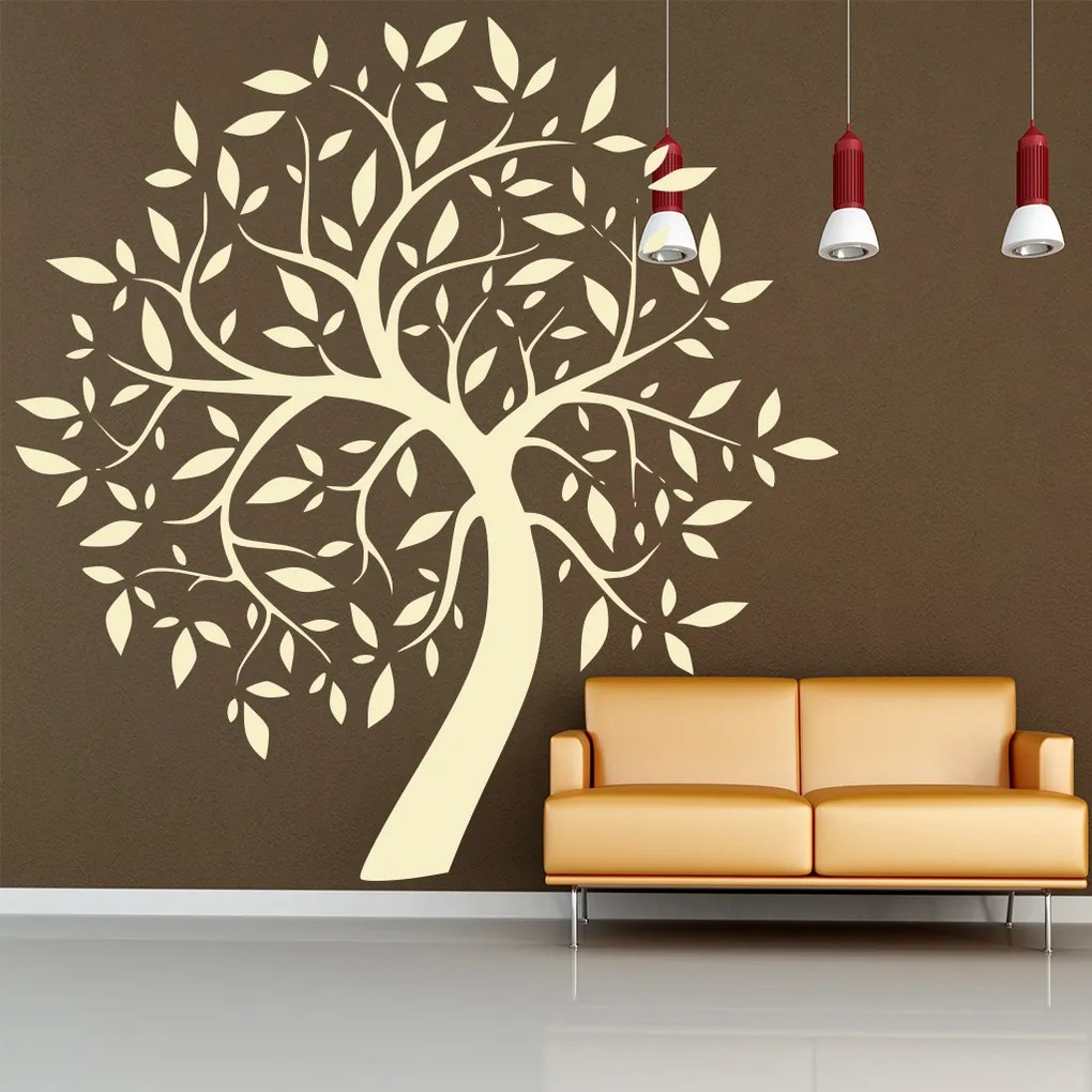 Veselá Stena Samolepka Listnatý strom Farba: žlutá, Veľkosť: 100 x 100 cm