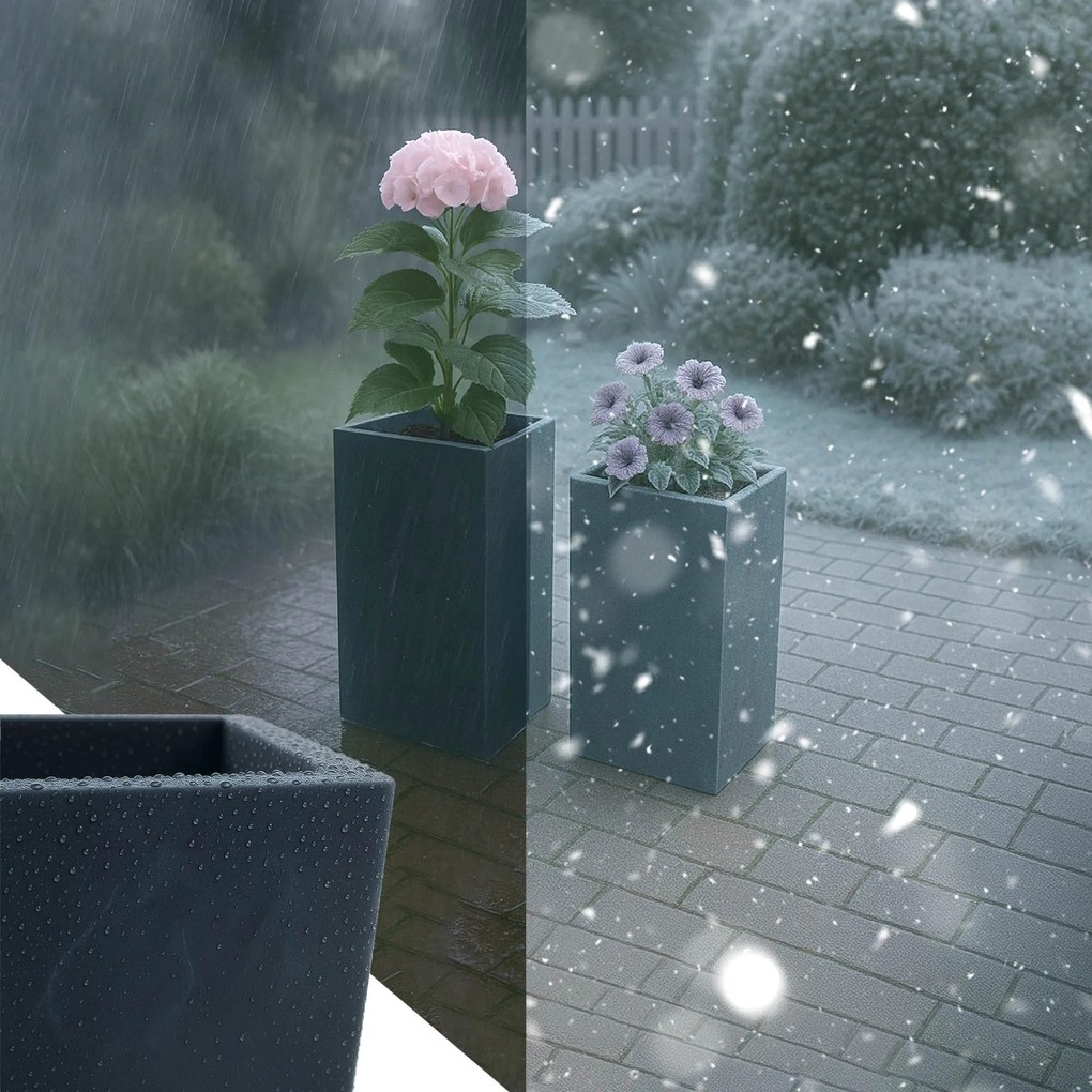 Sada 2 ks kvetináčov 3 square - antracitová