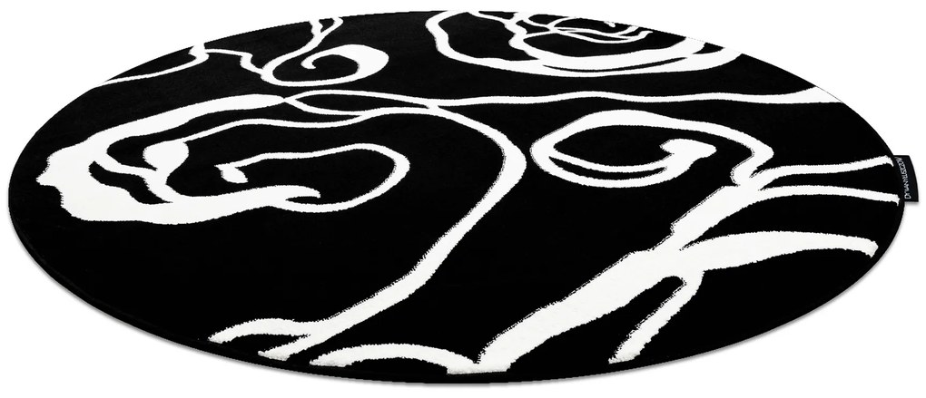 Okrúhly koberec HAMPTON Rosa ruža, kvety čierny