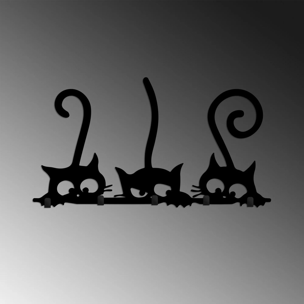 Nástenný kovový vešiak Cats 60 cm čierny