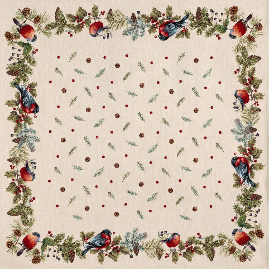 VIANOČNÝ GOBELÍNOVÝ OBRUS EVERGREEN 100X100 CM VZOROVANÁ