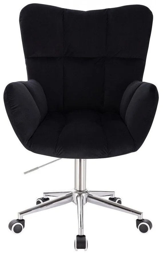 LuxuryForm DESIGN Kreslo AURORA VELUR na striebornej podstave s kolieskami - čierne